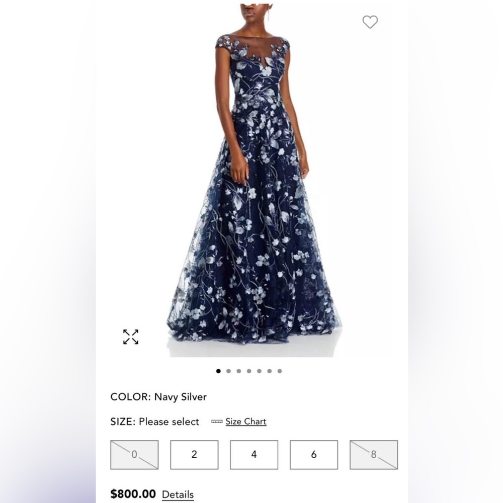 Elegant Floral Navy and White Dress - Picture 4 of 6
